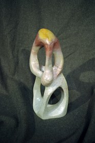 Kenya Stone Sculpture Abstract Reflection in white, rose and copper