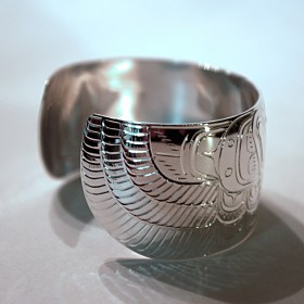 Silver 1.25 inch Native Thunderbird Bracelet by William Cook